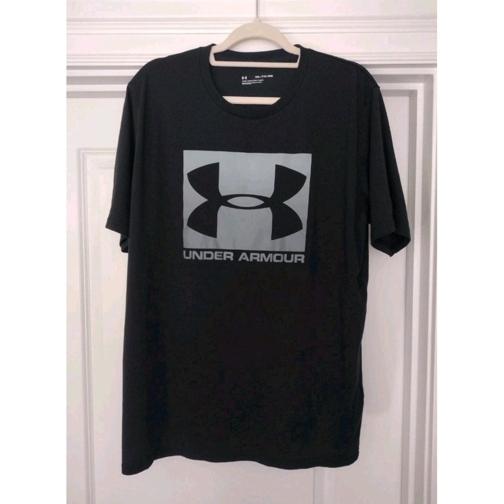 Under Armour Men's Black Graphic Print Logo Loose Crew Neck Short Sleeve XXL